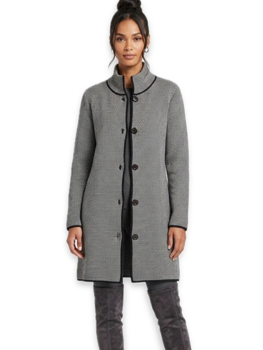 Cocogio Italian Wool Blend Knit Long Sweater Coat